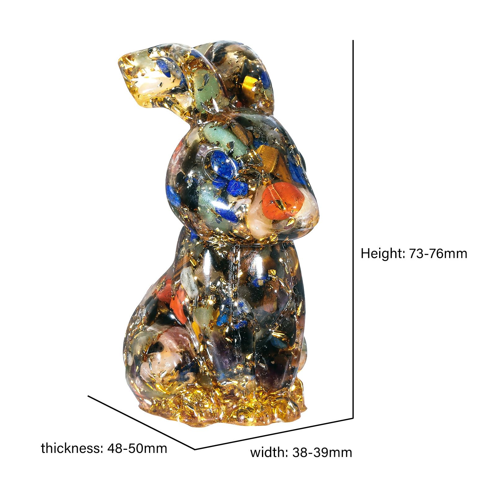 Nupuyai 3" 7 Chakra Crystal Stone Animal Rabbit Statue - Image 2