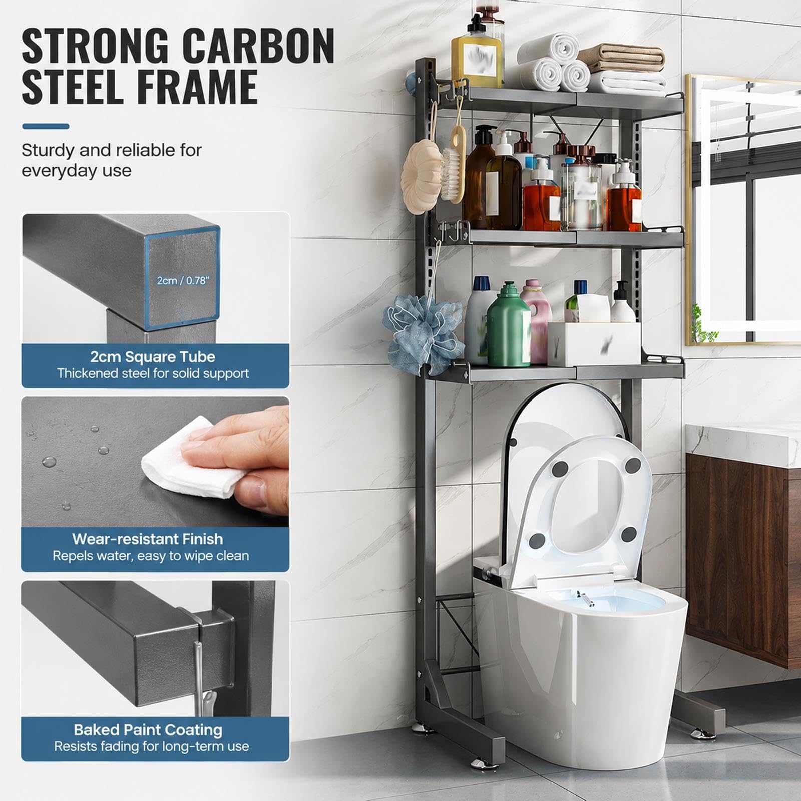 Generico Scaffale WC, Organizzatore Bagno, Salvaspazio Regolabile