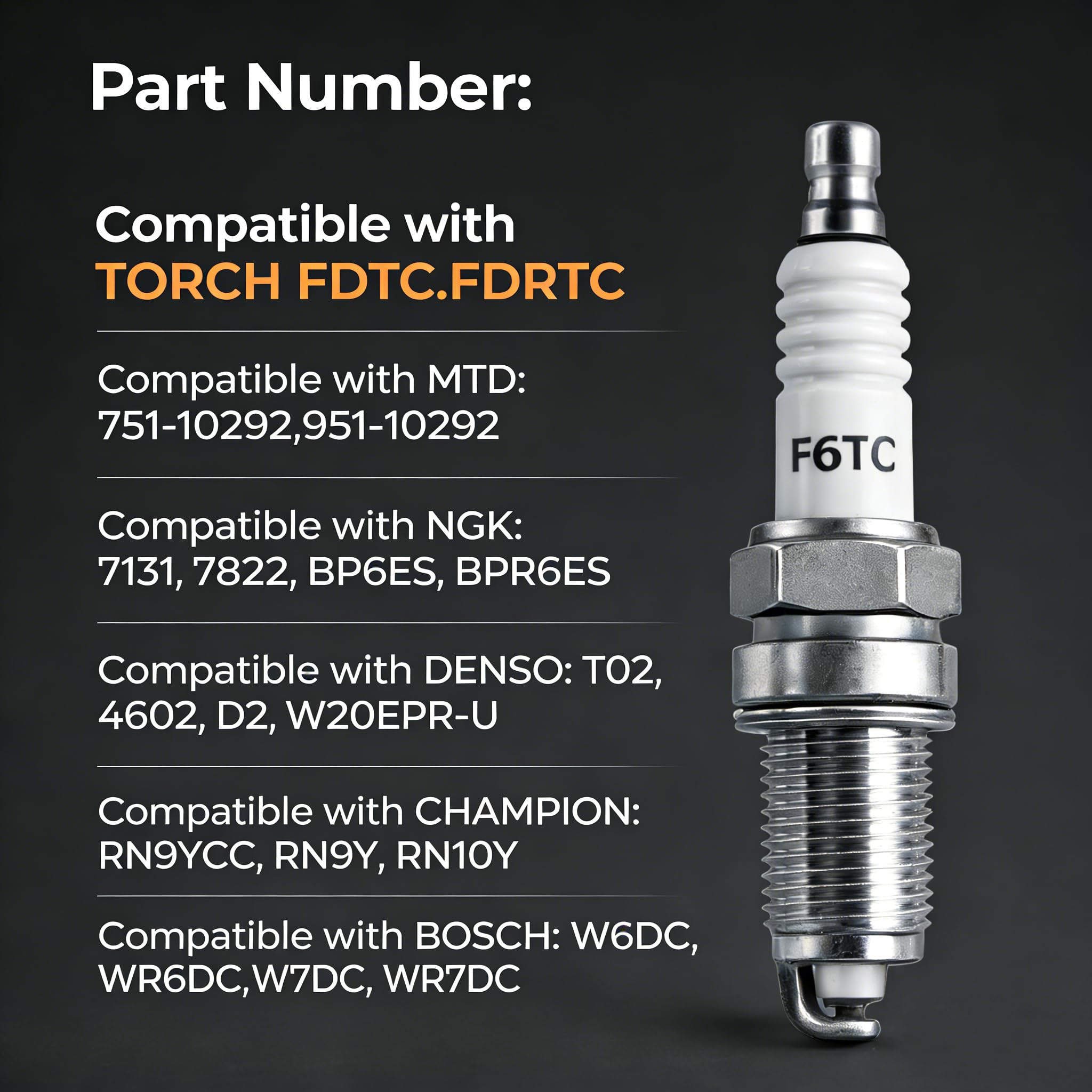 2 X BPR6ES Spark Plugs 98079-56846 F6TC Compatible with Honda