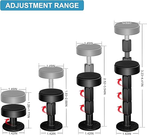 Miniatura 2 de 2 piezas de marco de cama ajustable negro anti-sacudidas, tapones de cabecera con almohadillas y tornillos para muebles, no más crujidos, protege la