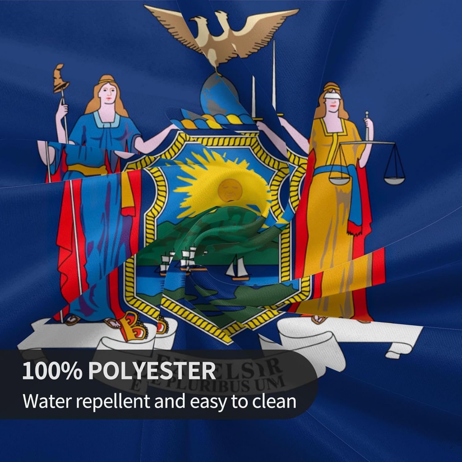 New York Flag Print Wrinkle Free Dining Table Cover for Birthday Party Farmhouse Tablecloths Up to 60 x 60 Inches