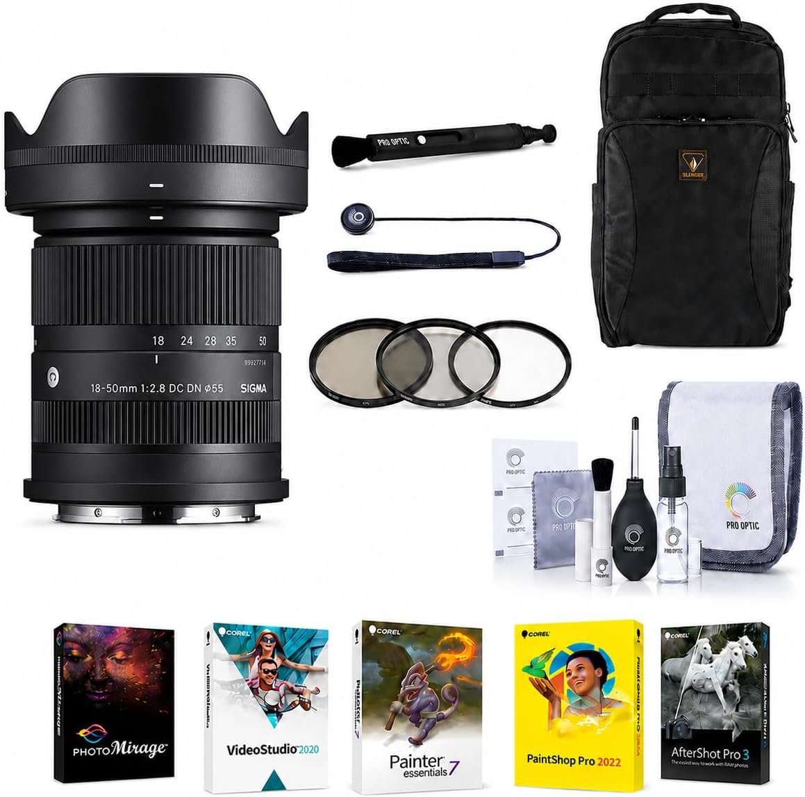 Sigma 18-50mm f/2.8 DC DN Contemporary Lens for Sony E with 4-Year USA Warranty, 55mm UV/CPL/ND Filter Kit, Backpack, Cleaning Kit, Lens Cleaner, Cap Tether & Software Kit