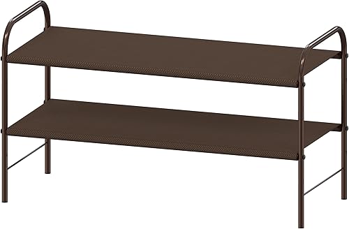 Simple Houseware - Organizador de almacenamiento para zapatero de 2 niveles, color bronce