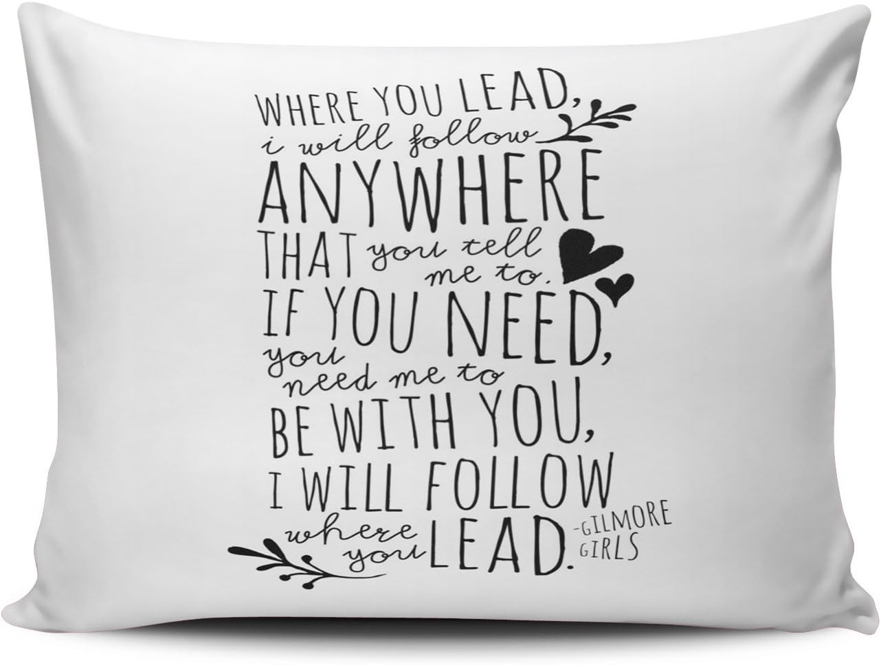 SALLEING Romantic Fancy Black and White Gilmore Girls Where You Lead Theme Song One Side Decorative Pillowcase Queen Zippered Throw Pillow Case Cushion Cover 20x30 inches