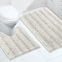 Vista 68 de Turquoize Alfombras de Baño Chenille Peludas Alfombra de Baño Antideslizante Gruesas Alfombras de Baño Peludas para Baño Chenille Juego de Alfombra
