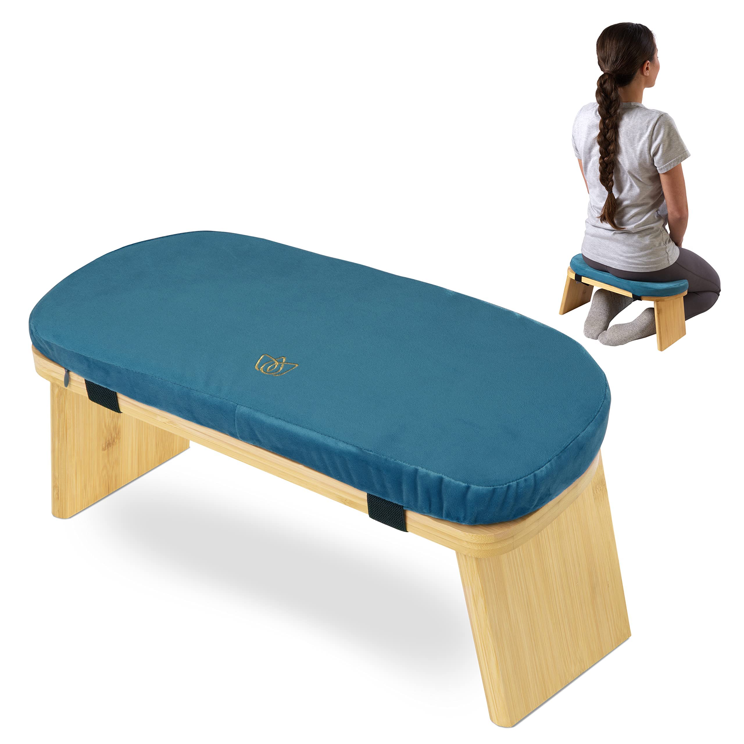 Shop Easy Portable Bamboo Meditation Bench | Foldable And Ergonomic Meditation Stool With Cushion | Comfortable For Kneeling Or Sitting | Sturdy Yoga Bench For Deep Meditation - Includes Bag