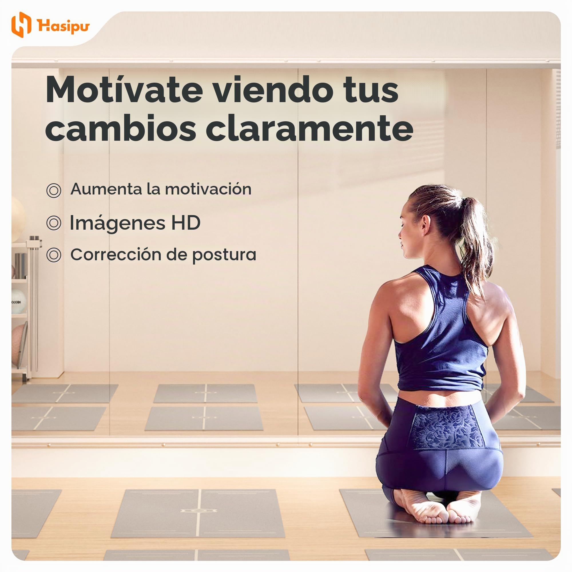 Hasipu Espejo de Cuerpo Completo para Gimnasio en Casa 140x52cm, Espejos Desmontables de Yoga, Entrenamiento Fitness Espejo, Montaje en Pared