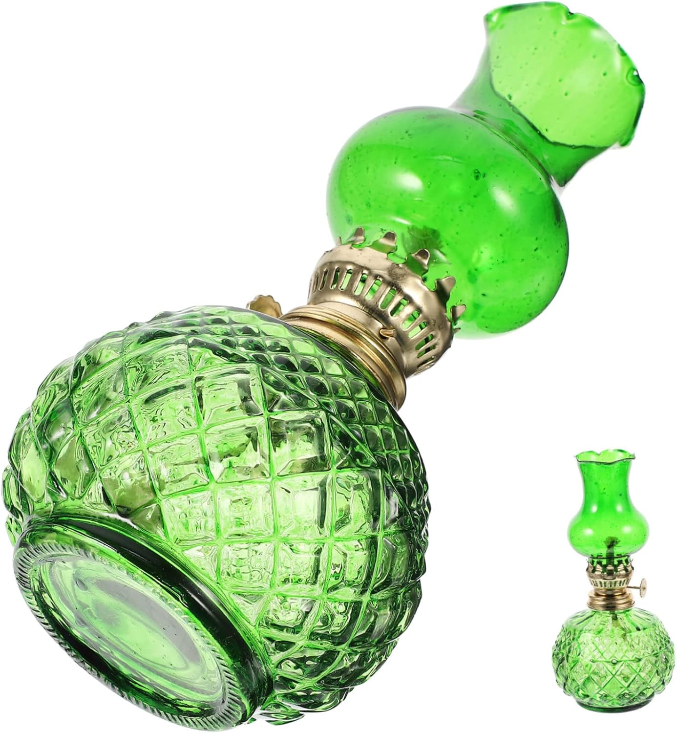 IMIKEYA Vintage Glass Oil Lamp with Wick and Windproof Shade Retro Kerosene Lamp for Indoor Table Decoration Premium Glass Material