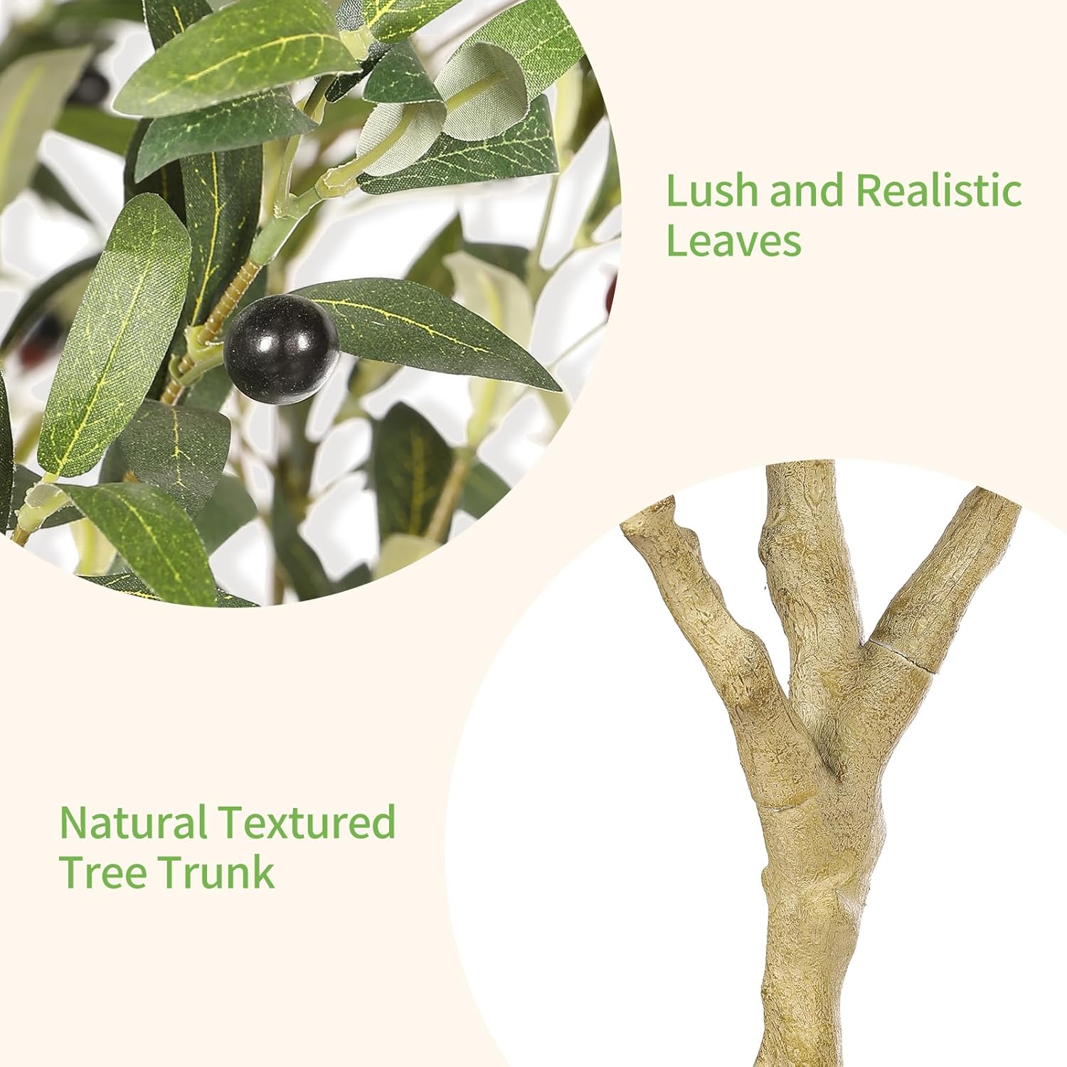 Realead 7FT Olive Trees Artificial Indoor - Tall Faux Olive Tree 7 Feet with Realistic Leaves and Natural Wood Trunk - Potted Fake Olive Tree for Modern Home Office Living Room Floor Decor Indoor - Image 4
