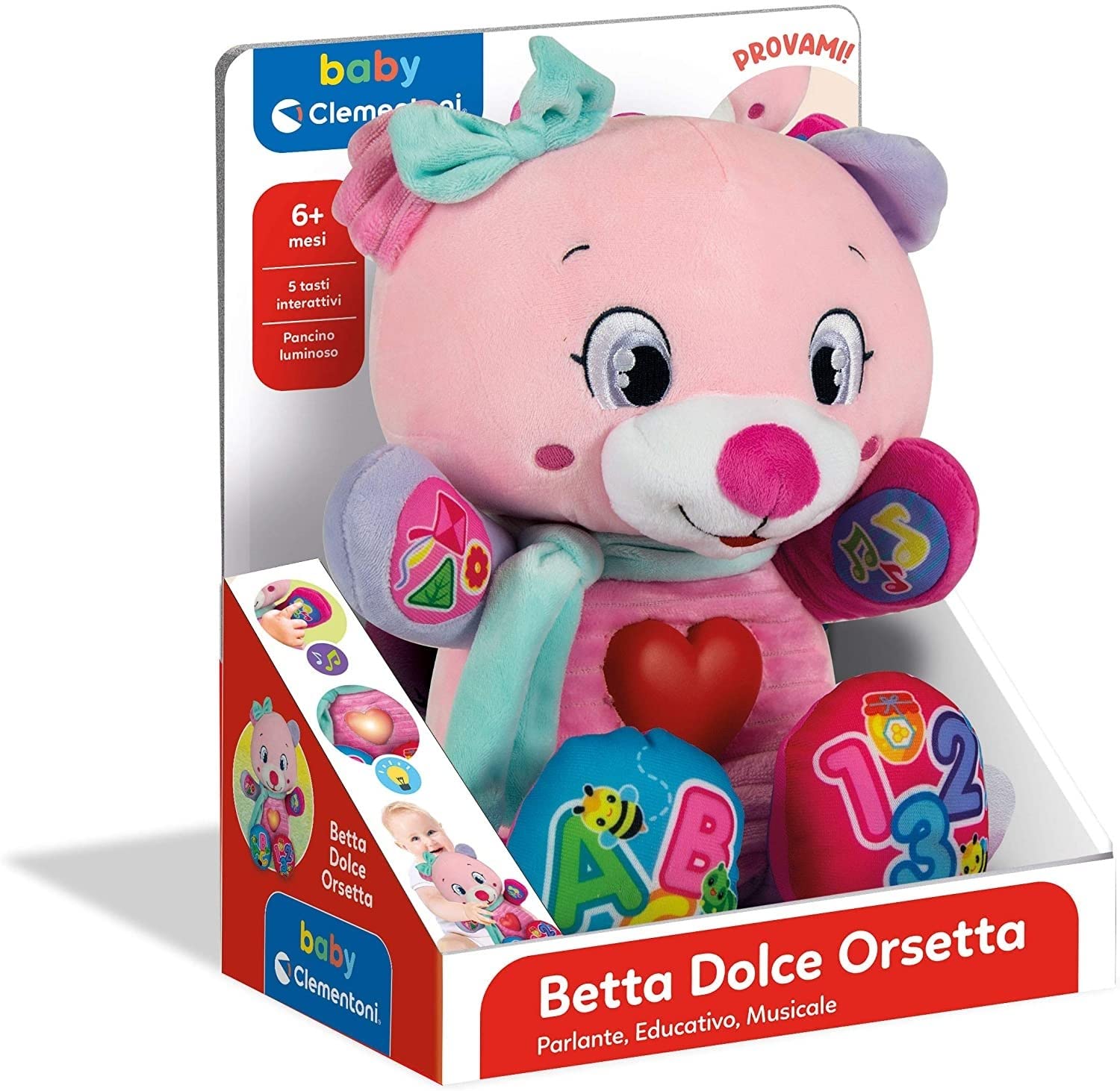 Clementoni Betta Dolce Orsetto Peluche Parlante Interattivo-Gioco Educativo Prima Infanzia, da 6 Mesi, 17399, Multicolore