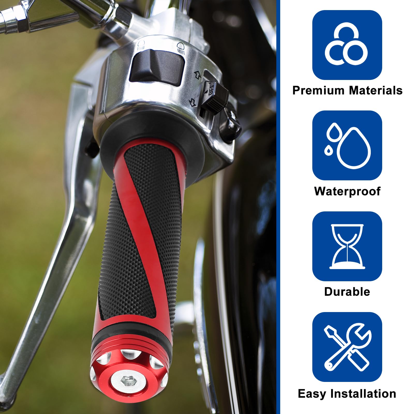 2PCS Motorcycle Handlebar Grips,22mm/24mm Motorbike Handlebar Rubber Grips,Non-slip Motorcycle Handle Bar Hand Grips,Bike Grips,Throttle Grip for Motocross Dirt Pit Bike Motorbike Grips — view 5