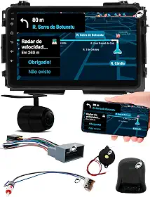 H-Tech Multimidia 9 Polegadas HRV 2015 a 2021 Android Auto CarPlay Comando Volante + Câmera de Ré