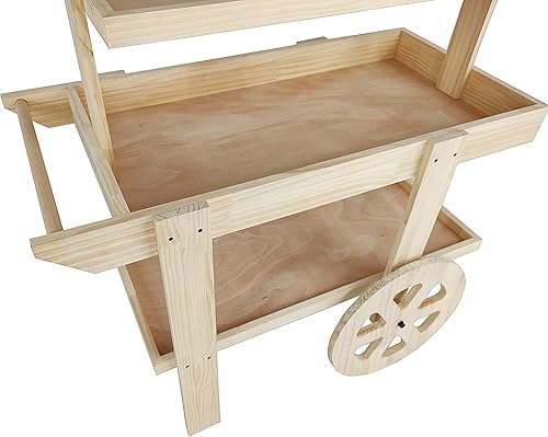 Miniatura 6 de FixtureDisplays Carrito de flores para carrito de expedición de granjeros del condado de la feria del condado de la feria de madera con estante