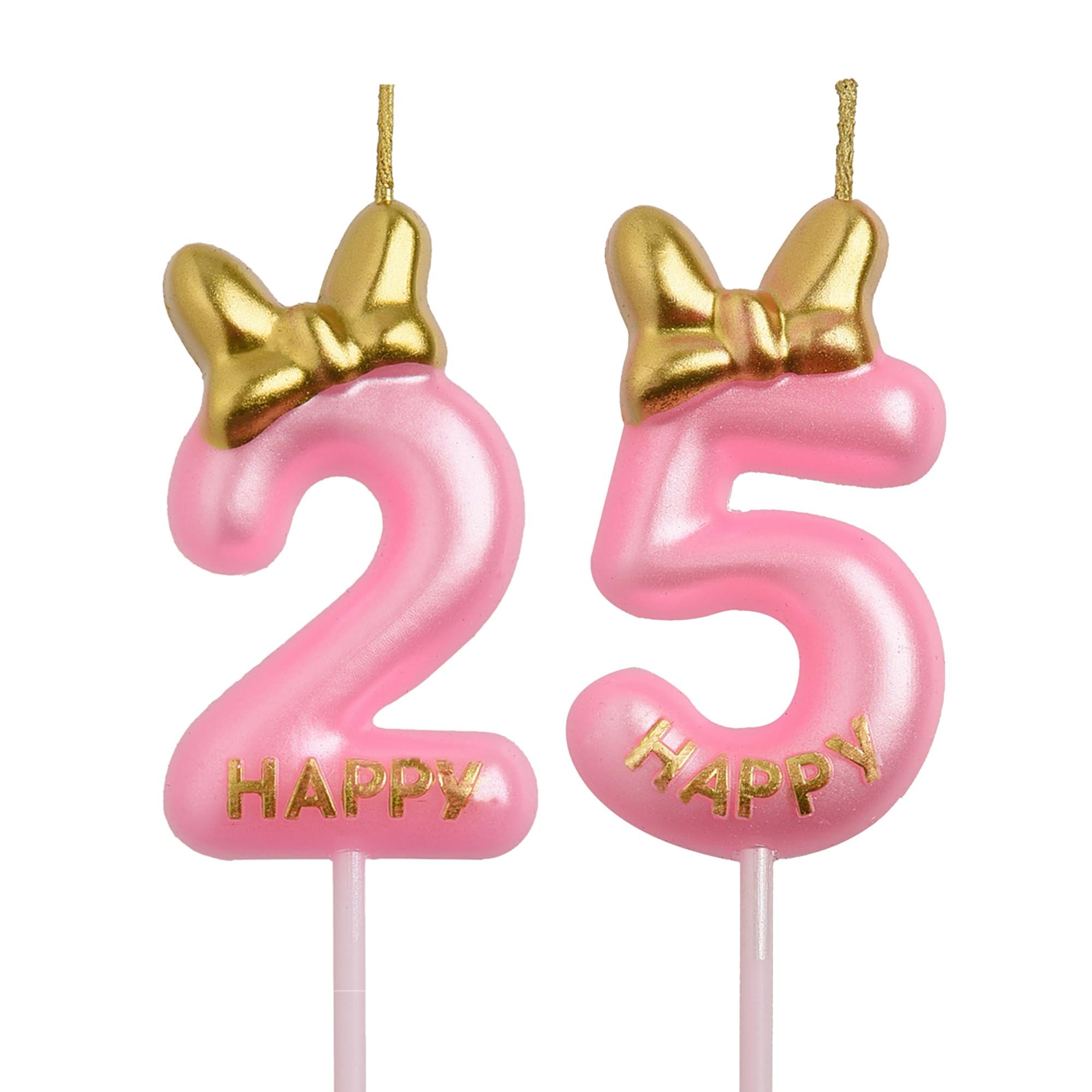 Amazon.com: AOOLADA 25th 52nd Birthday Candles, Pink 52 25 Year 