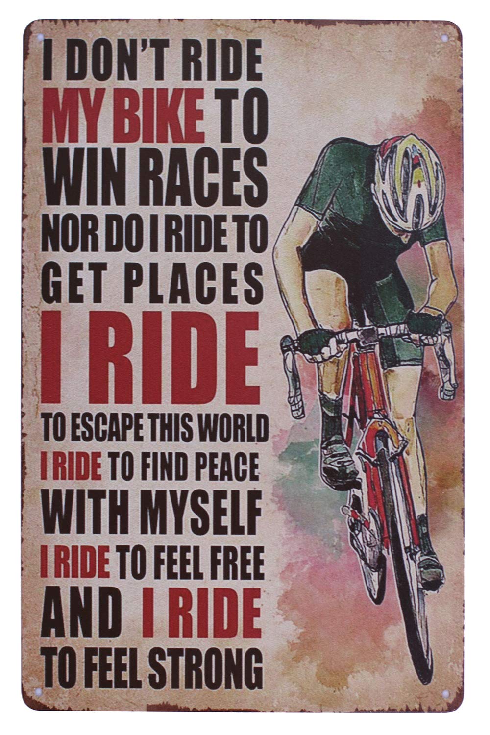 Hioni Ride Funny Saying I My Bike Vintage Metal Wall Sign Tin Plaque Wall Decoration (Ride)