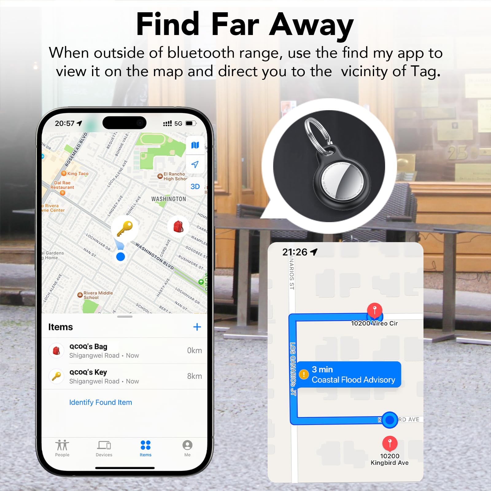 Air Tracker Tag, Smart Tag Compatibile con Apple Dov'è (Solo iOS), Localizzatore Chiavi con Custodia Protettiva/Portachiavi, Trova Oggetti per Valigie/Bagagli/Portafogli, Batteria Sostituibile 2 pezzi