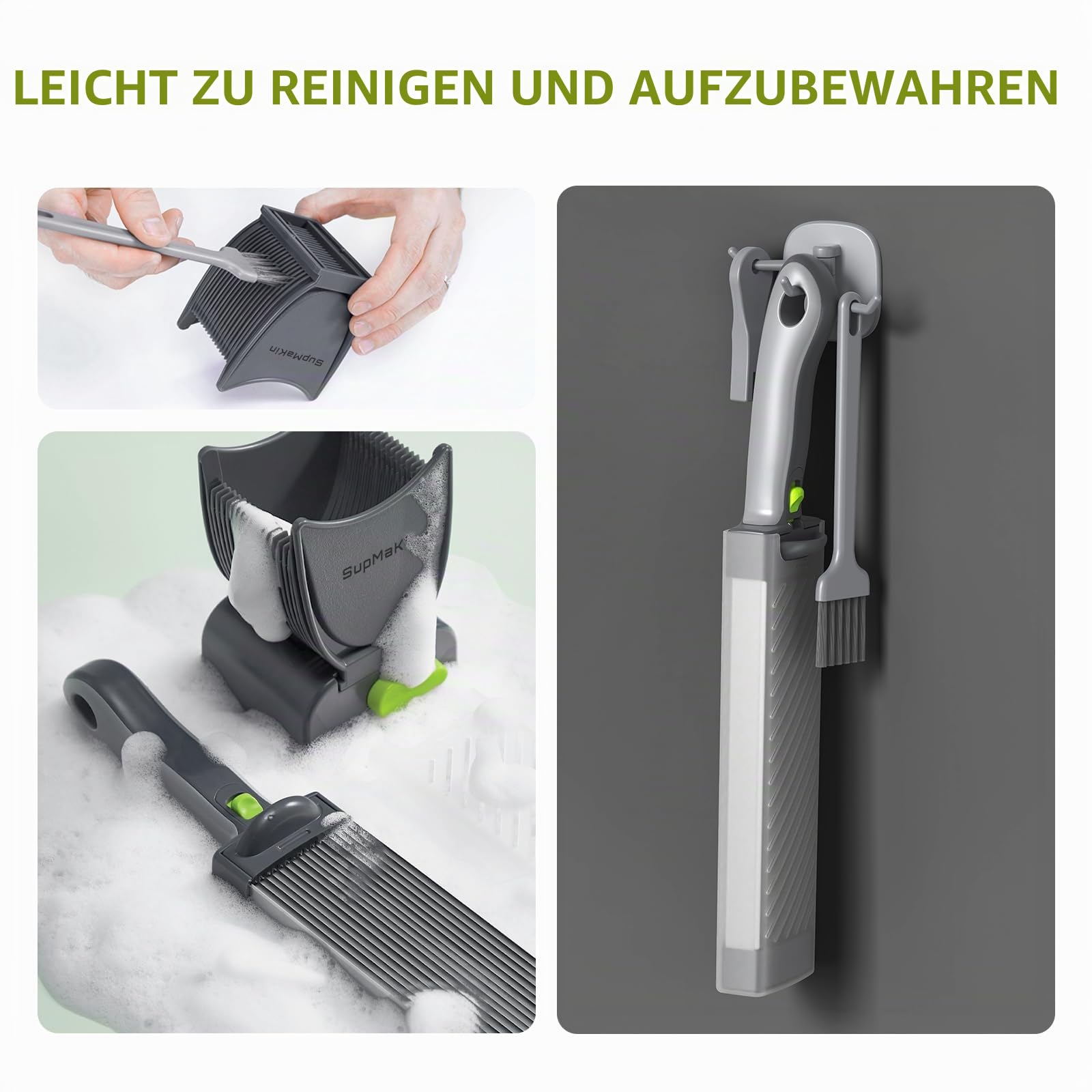 Fleischschneider für den Heimgebrauch, dick, verstellbar 2 oder 4 mm, 17-in-1 Edelstahl, manueller Fleischschneider, Hackmesser, Trockenschneider, Anzug für Hühnerbrust, Rind, Schweinefleisch (grau)