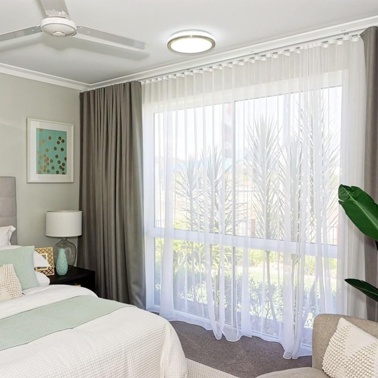 Système de rail à double rideau robuste en aluminium silencieux pour rideaux, idéal pour salon, chambre à coucher, séparateur de pièce, 260 cm de long