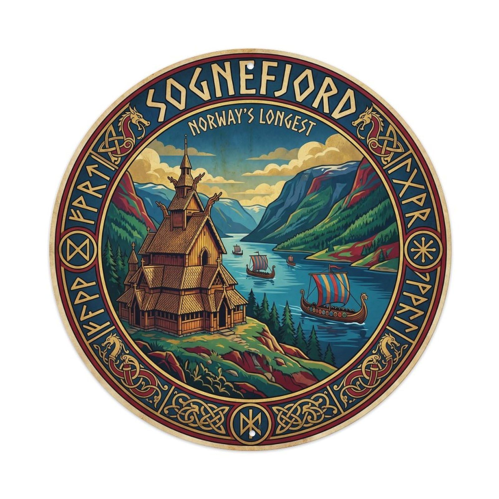 Vintage Travel Sognefjord Norway Metal Tin Sign