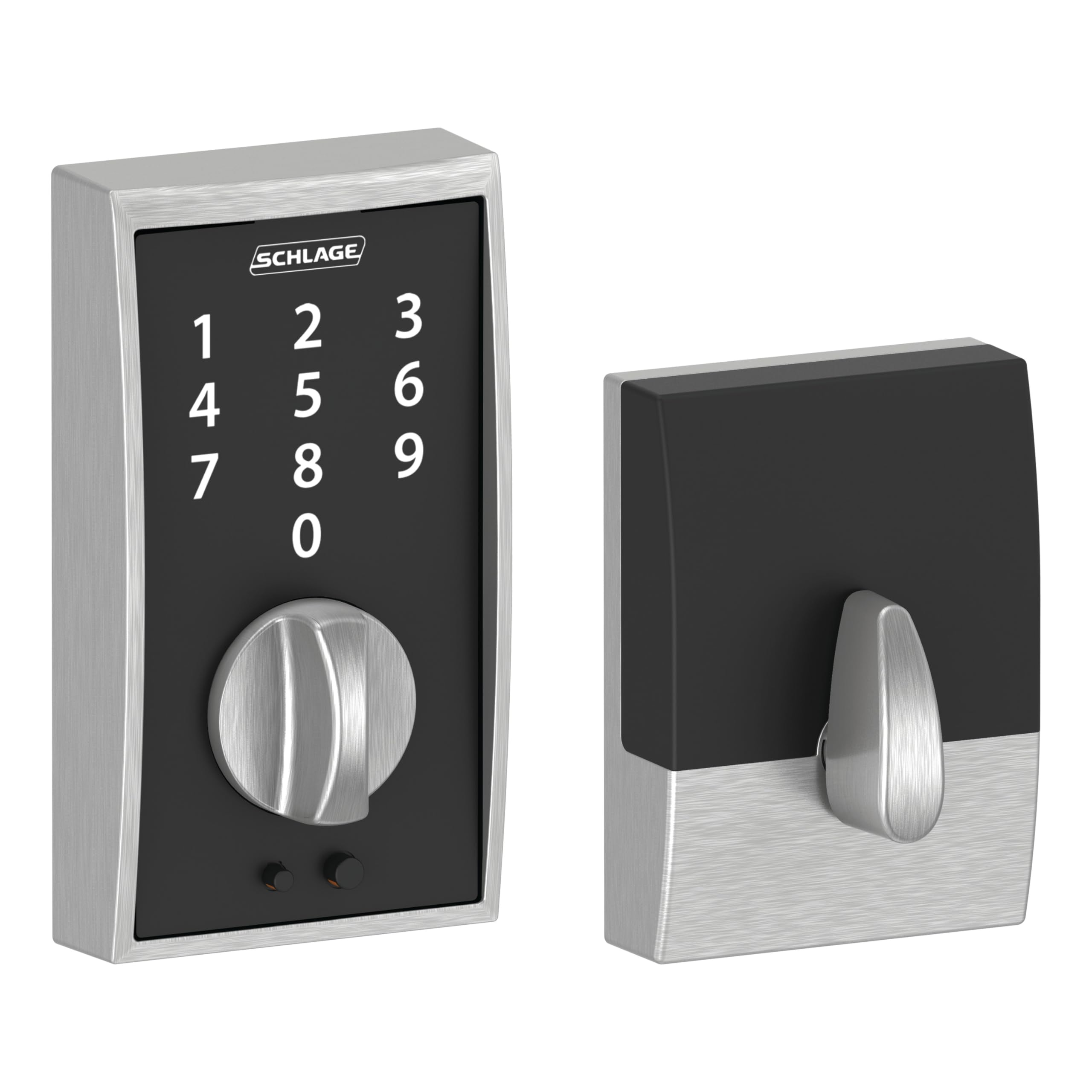 Schlage Touch Century Keypad Deadbolt, Electronic Keyless Entry Lock, Satin Chrome, BE375 CEN 626
