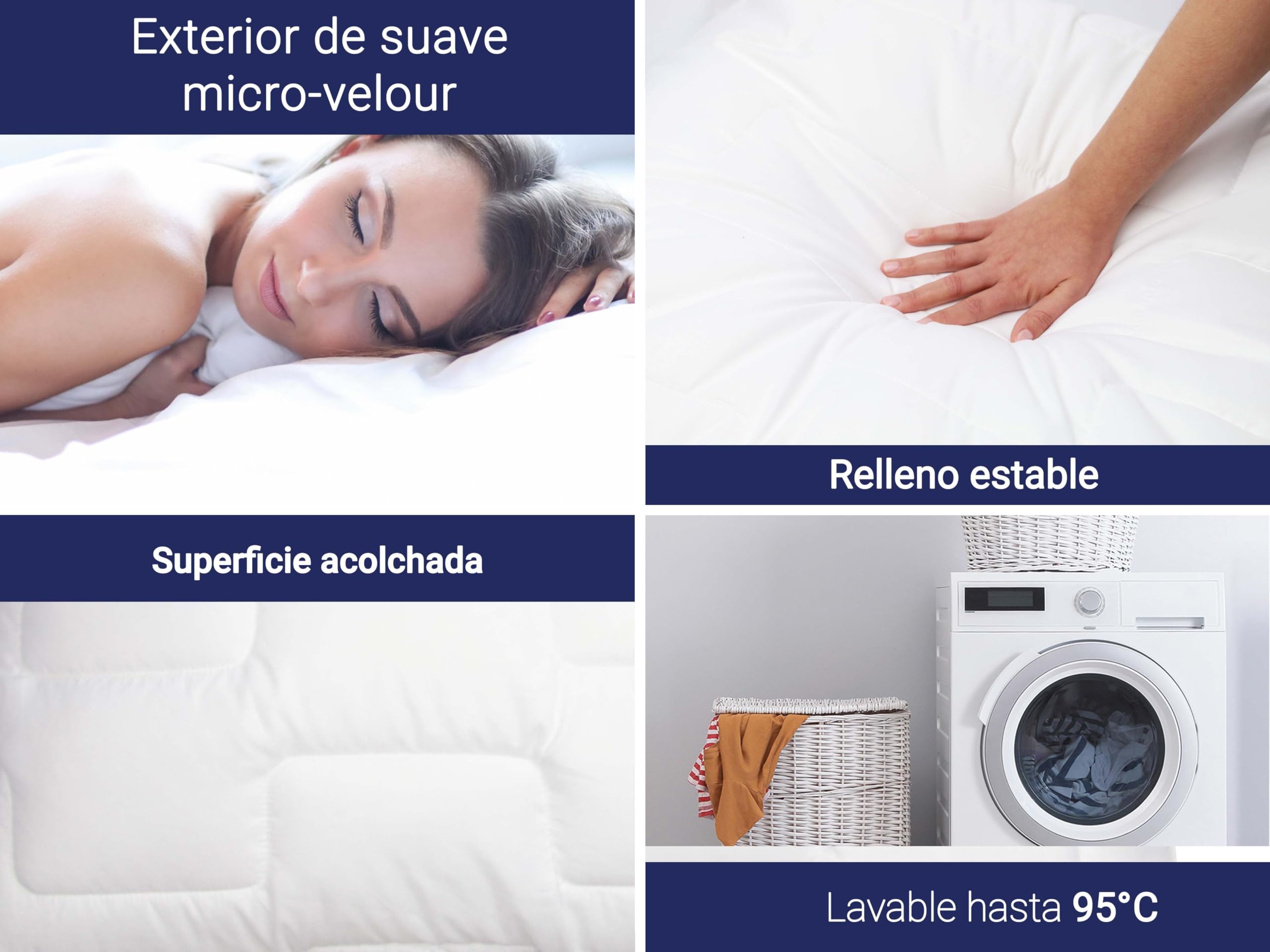 ZOLLNER Almohada Deluxe: Almohada de 3 Zonas, Fabricada en Europa, poliéster, Lavable a 95 °C, 70 x 90 cm, Calidad de Hotel, certificación Oeko Tex®