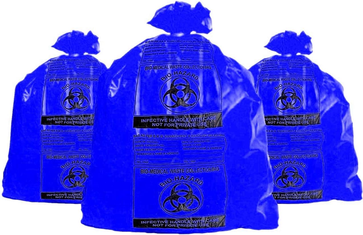 Bio-Hazard/Biomedical Waste Bags (21x24 inch, Blue) - Pack of 30 Pieces/1 kg