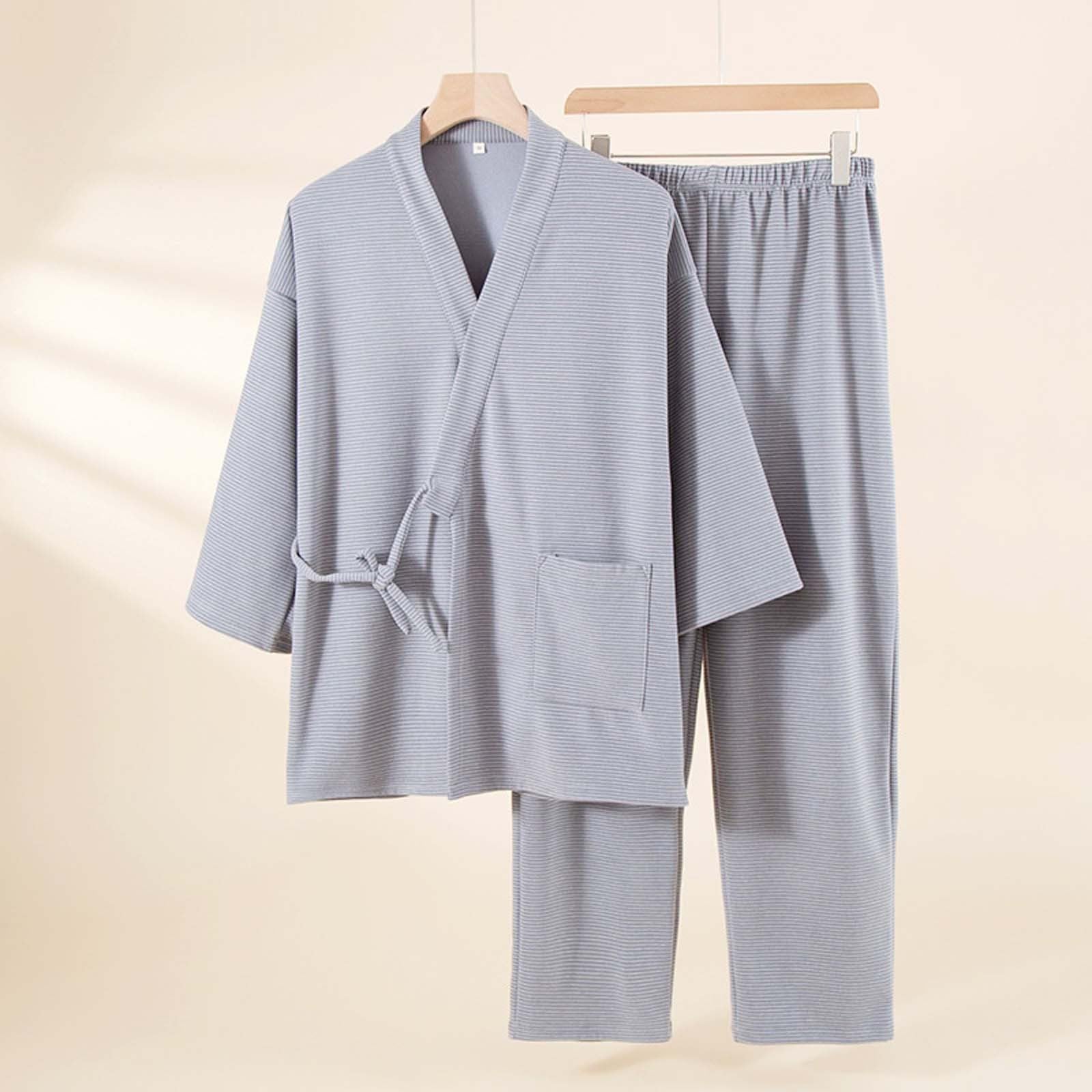 Pijama para hombre Kimono japonés Pijamas suaves Bata pura Estilo Japonés Traje Clásico Elegante Albornoz de Algodón Ligero Ropa Casual