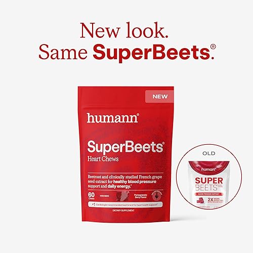 Miniatura 2 de Humann SuperBeets Gomitas para el Corazón, Apoyo al Óxido Nítrico y Presión Arterial, Suplemento Energético de Extracto de Semilla de Uva y Polvo