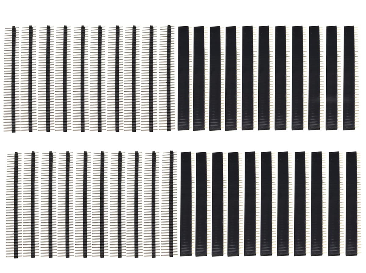 40PZ 2,54mm Rompere il circuito stampato della scheda PCB Testata maschio e femminile Kit connettore intestazione pin a fila singola per Prototype Shield (20 pz femmina + 20 pz 40 pin maschio)