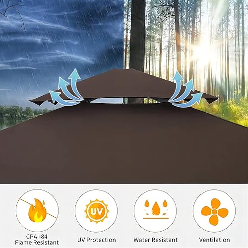 Miniatura 4 de Gazebo para parrilla de 2 niveles para barbacoa, toldo para barbacoa y tienda de campaña para patio al aire libre (96 pulgadas de largo x 60