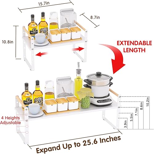 Miniatura 2 de RUILALIFE Organizador de estante expandible para armario de cocina, estantes apilables ajustables para despensa, baño, oficina, almacenamiento de