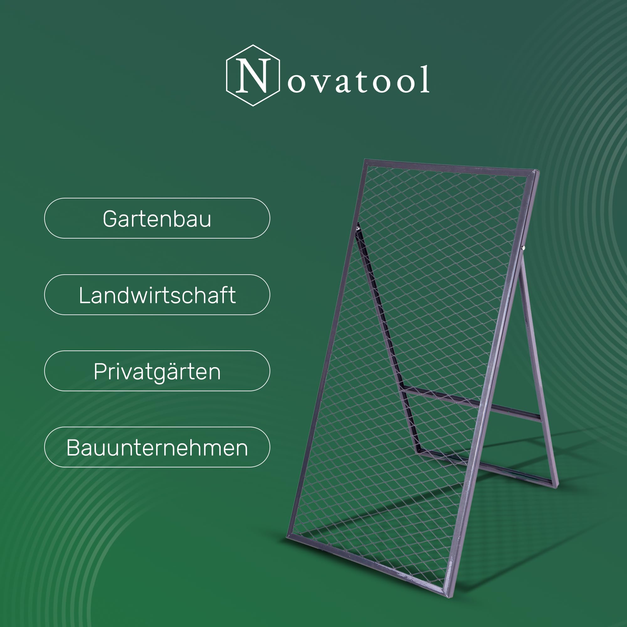 Novatool 2X Boden Durchwurfsieb 100x50 cm aus pulverbeschichtetem Stahl Durchwurfgitter Sieb für Erde Rasen Sand Kompost, Gartensieb Metallsieb Garten Metall Gitter Erdsieb Kompostsieb Gartenerde
