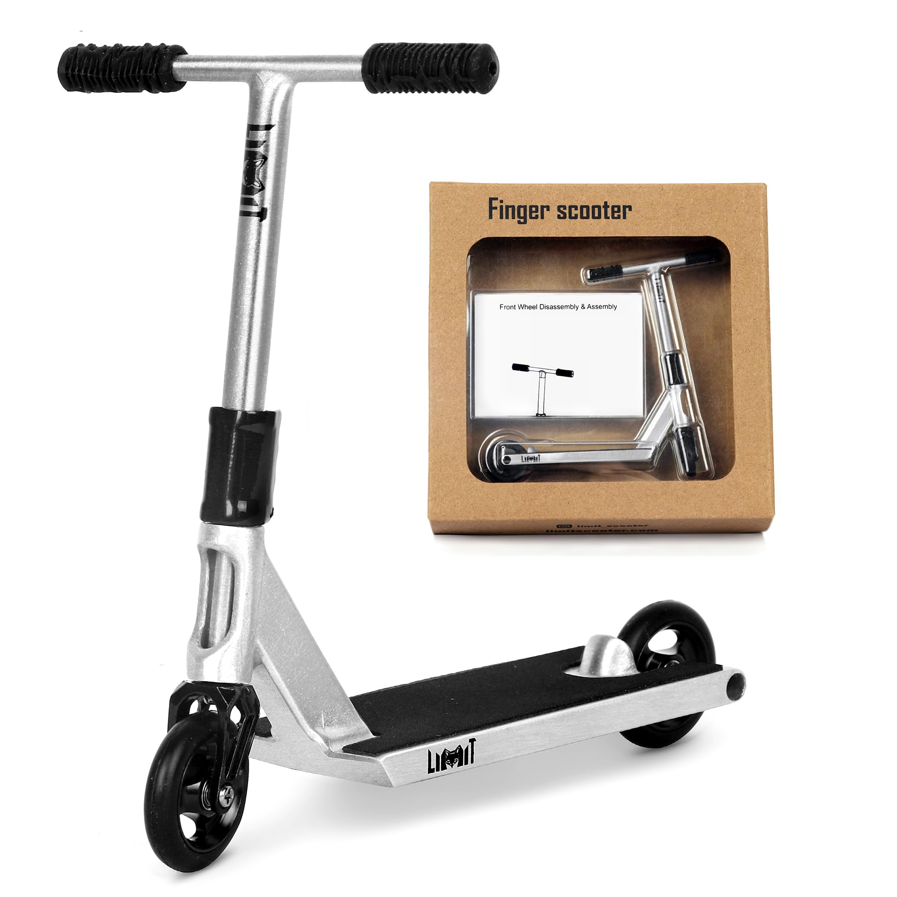 LMT-FG01 Pro Finger Scooter Mini Alloy Stunt Fingerboard Scooter (Silver)