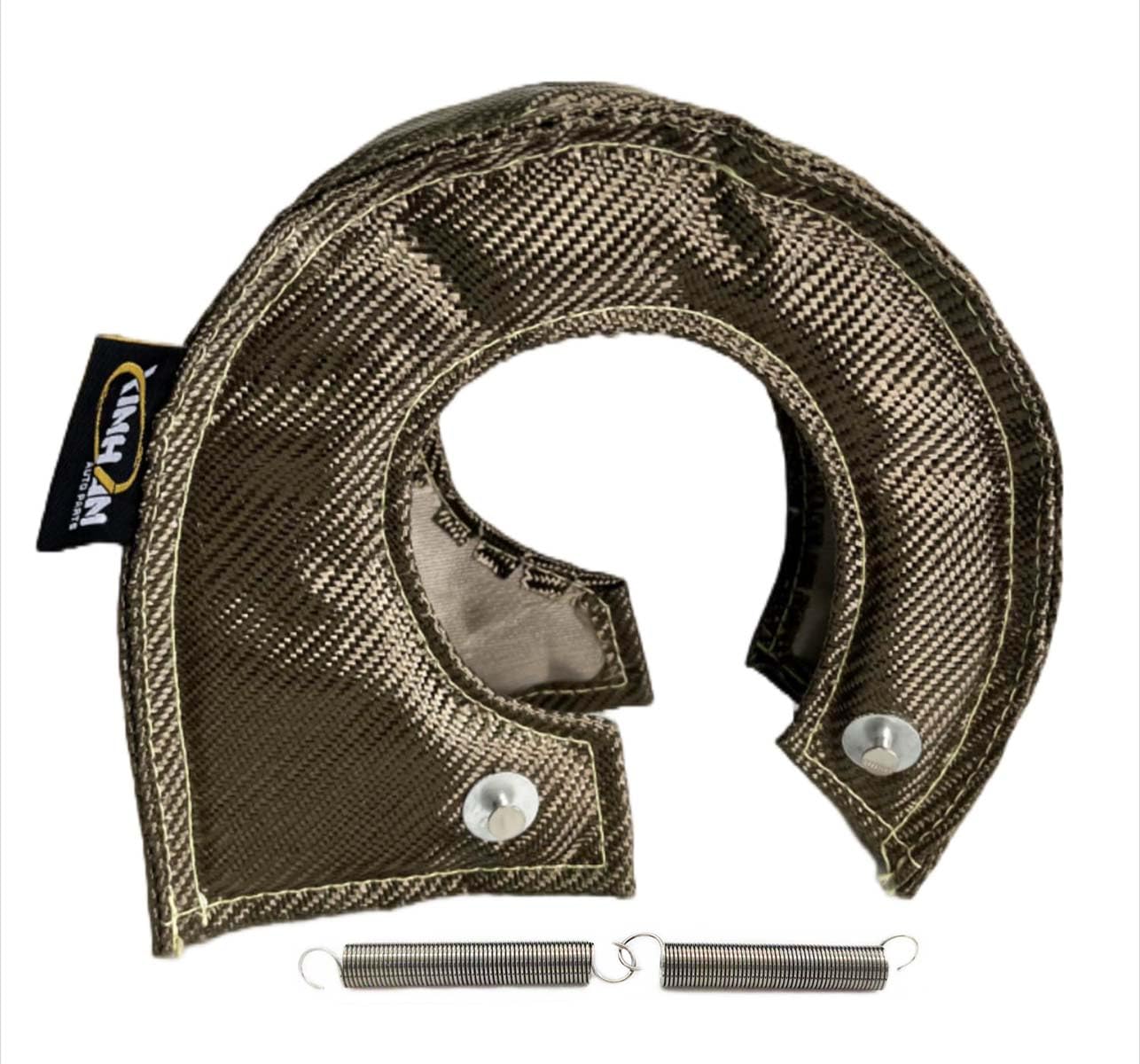 Xinhan Parts T25 T3 T4 T6 scudo termico Turbo in fibra di titanio interno in tessuto di silice e fodera interna in rete metallica in acciaio inossidabile con chiusura a 2 molle (T6)