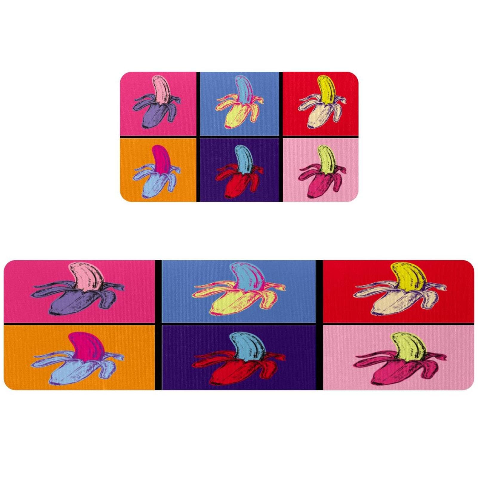 Tapis de cuisine antidérapant et lavable : lot de 2 Pop Art Banana absorbants