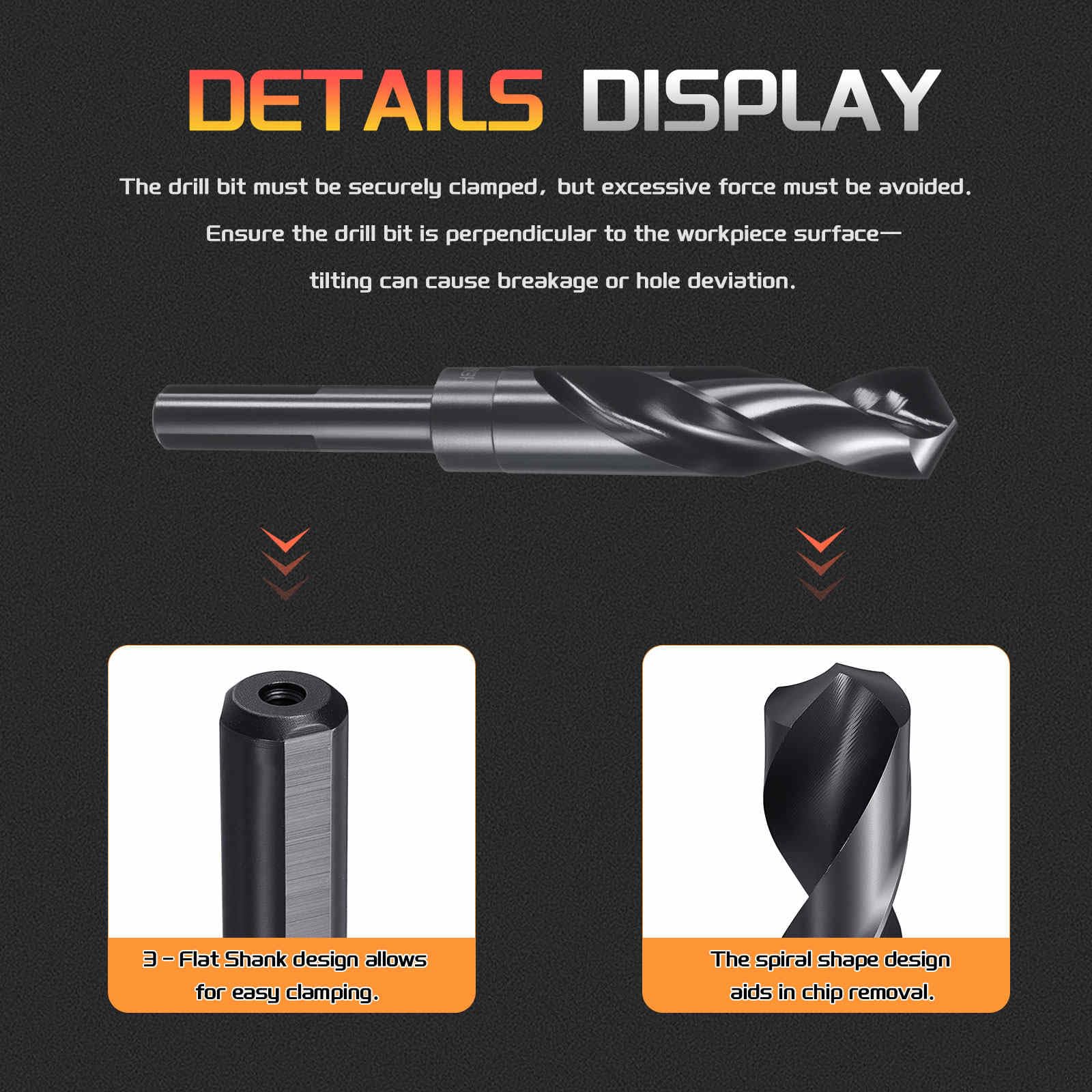 CoCud Drill Bit, 20mm Cutting Diameter, 1/2" Reduced Shank 3-Flat 4341 HSS Nitriding Black 118° Cutting Angle Bits - Image 3