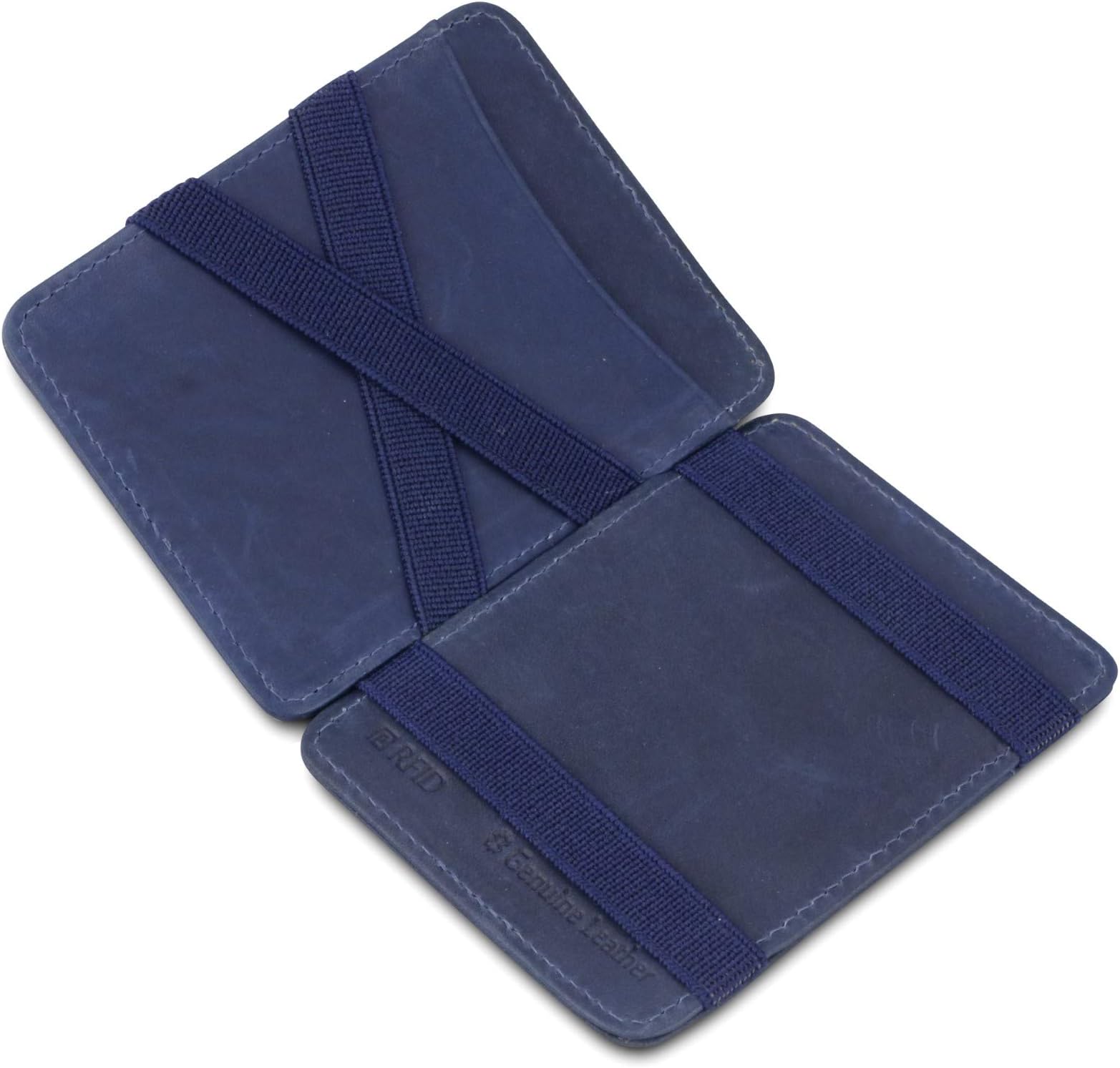 GARZINI Magic Wallet for Men | Slim Leather Wallet with RFID Blocking | Minimalist Front Pocket Wallet | Holds 8 Cards + Cash | Handcrafted Gift-Ready Design, Blue
