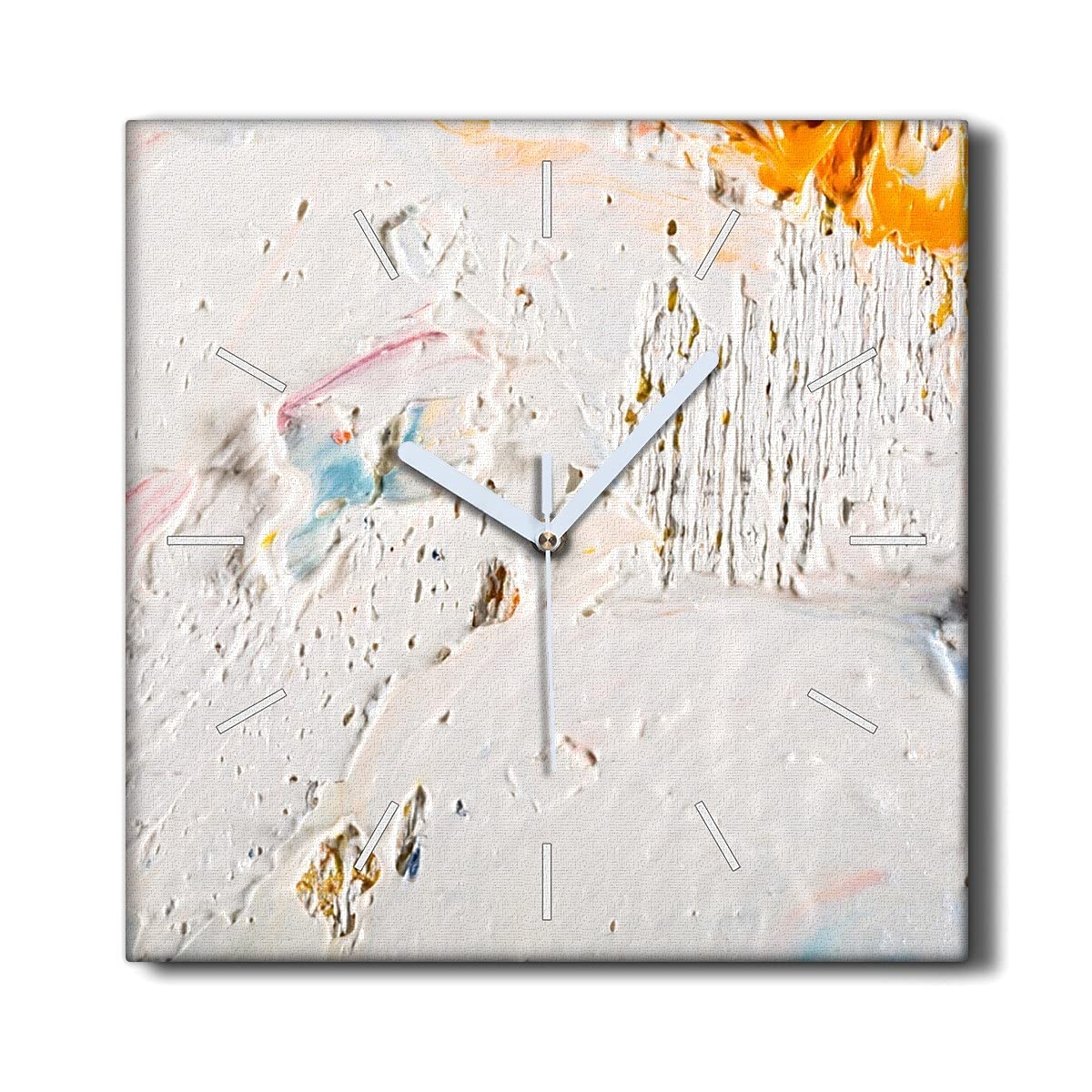 Horloge sur toile expressionnisme Coloray 30x30cm deco murale moderne et silencieuse