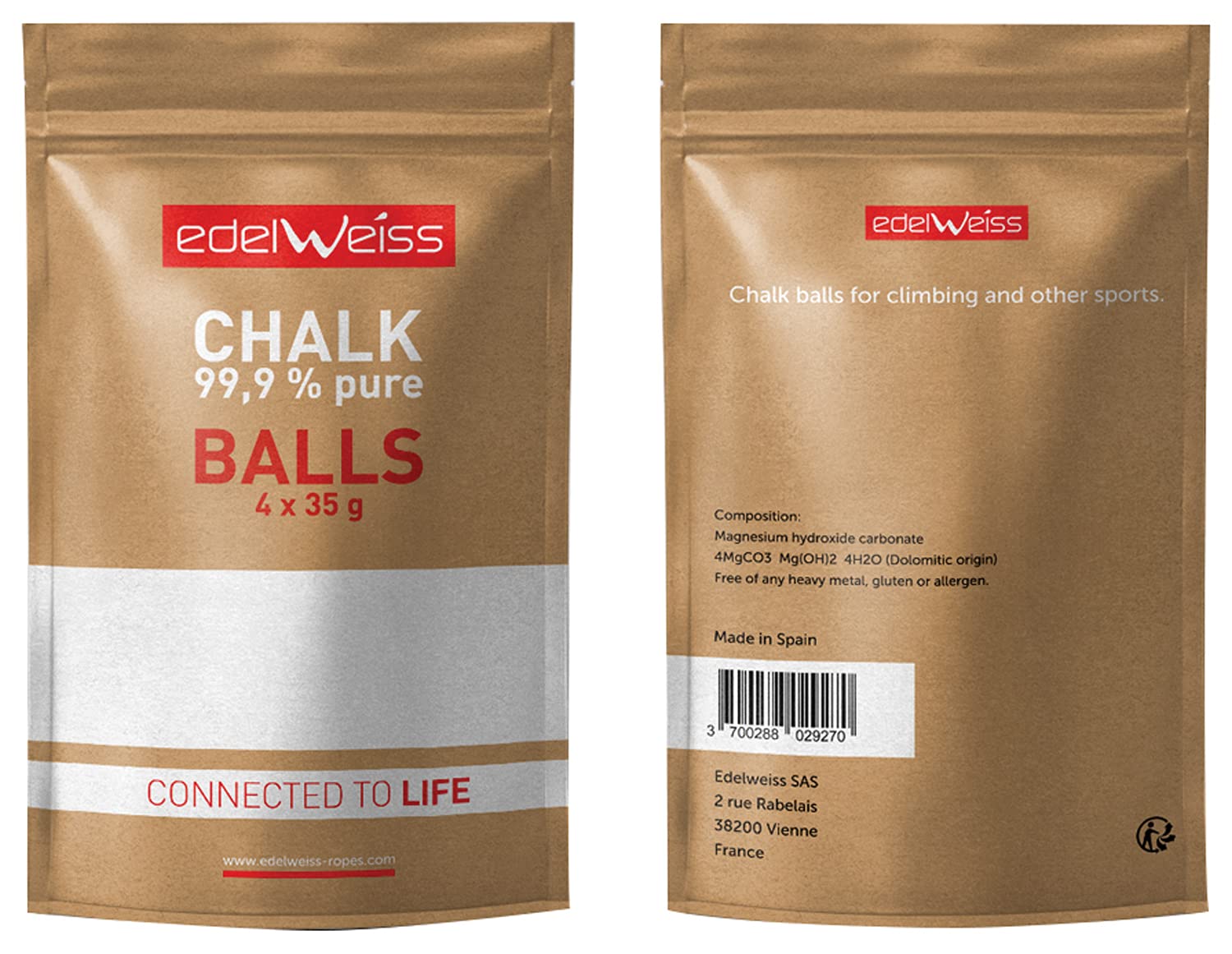 EDELWEISS Climbing Chalk Ball, 4 Pack