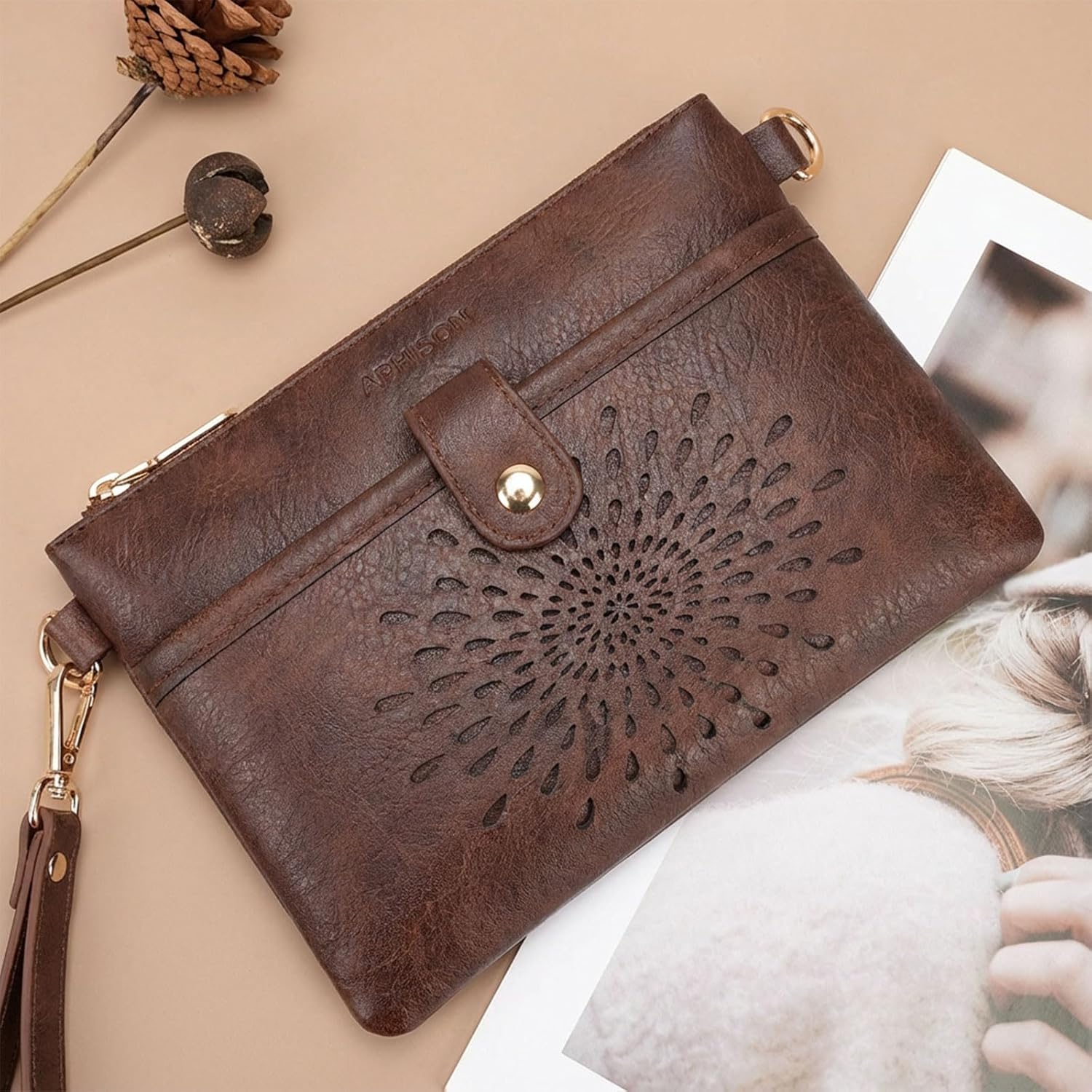 APHISON Wristlet Wallets Clutch Purses Small Crossbody Bags For Women, Cell Phone Wallet Purse RFID Wallet Women
