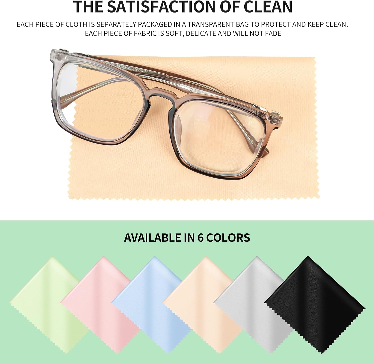 18 Pack Microfiber Cleaning Cloths (7" x 6") Multicolor Glasses Cleaning Cloth for Eyeglasses, Camera Lens, Cell Phones, Laptops, LCD TV Screens and More