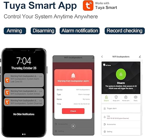Miniatura 8 de Sistema de alarma WiFi para seguridad del hogar, sistema de seguridad de alarma inalámbrico de 120 dB con notificación gratuita APP control y sensor