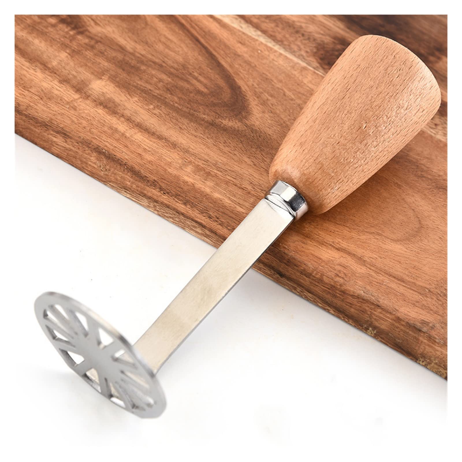 masher Edelstahl-Kartoffelstampfer mit Holzgriff, Multifunktions-Kürbis-Bananen-Püree-Schlammpresse, Küche, Lebensmittelzerkleinerer, Kochutensilien, Stampfer