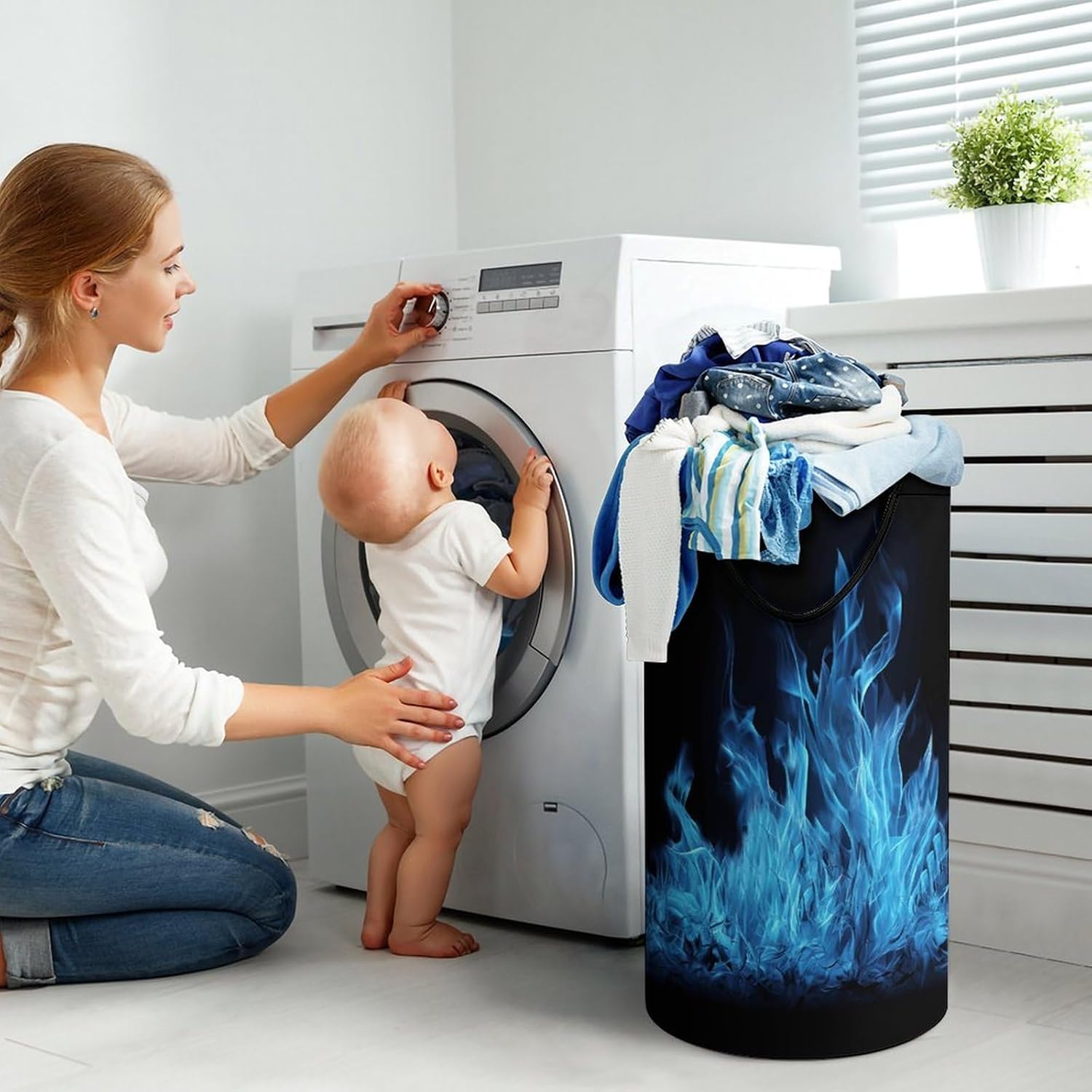Dirty Clothes Basket Extra Large 110l Open Top Laundry Hamper With Portable Carry Handles, Foldable Waterproof Clothes Basket Spacious Laundry Bag For Bedroom Bathroom Laundry Room Dorm