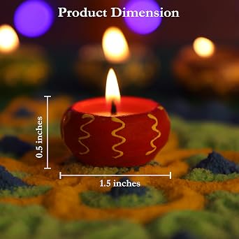 20 Pc Set Multicolor Decorated Small Clay KATORI Wax Filled Diya | Diwali Pooja Handmade Dia | Terracotta - Natural EARTHEN Diya - Handpainted with MDF Gift Package [Energy Class A]