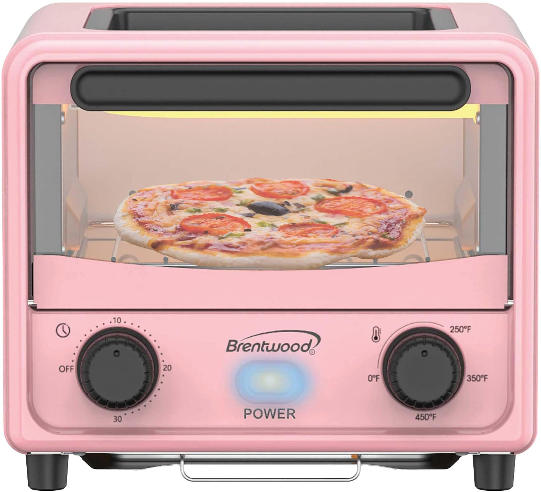 Brentwood TS-3430PK 500W Stainless Steel Mini Toaster Oven, Metal, Pink