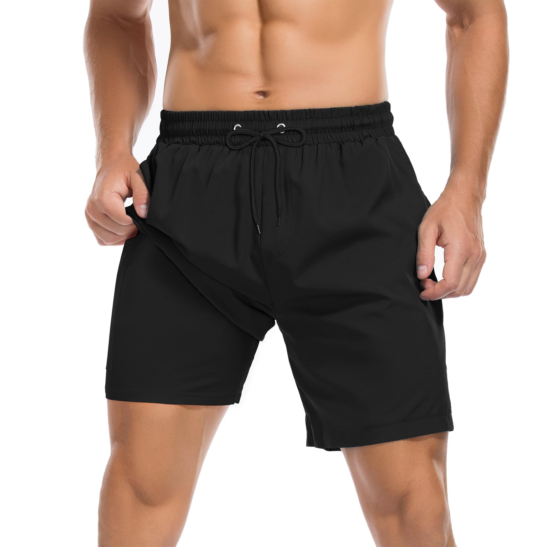 Men's Swim Trunks Board Shorts Quick Dry Mens Swimming Trunks with Compression Liner-image-26