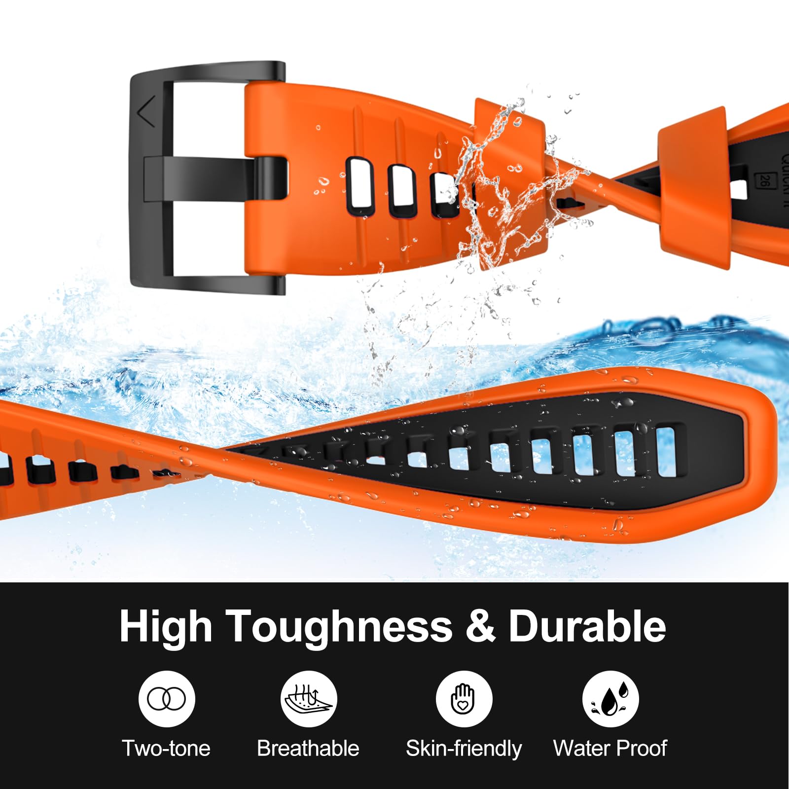 26mm Cinturino rapido per Garmin Fenix 7X Pro/Fenix 7X/Fenix 6X/Fenix 6X Pro/Fenix 5X/Fenix 5X Plus/Fenix 3/Fenix 3 HR, Cinturino di ricambio in silicone morbido