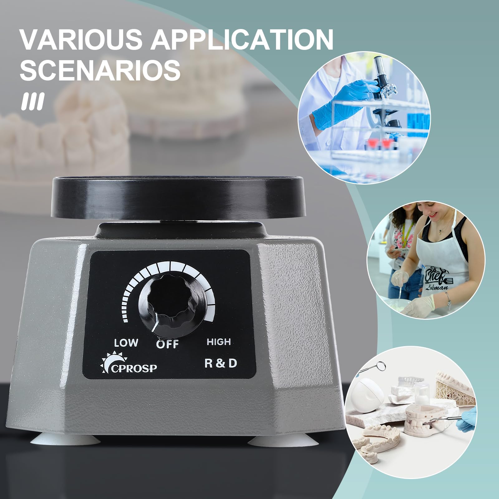 CPROSP Dental Oscillatore di Gesso 220V 100W, Velocità Regolabile Rotonda Vibratore per Gesso, Piastra Vibrante per Laboratorio, per la Miscelazione di Colate di Gesso, Modelli di Colata