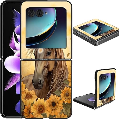 Vista 47 de Funda para Motorola Moto Razr Plus 2023 con protección de pantalla, cubierta trasera de policarbonato duro delgada y ultrafina con patrón de estante